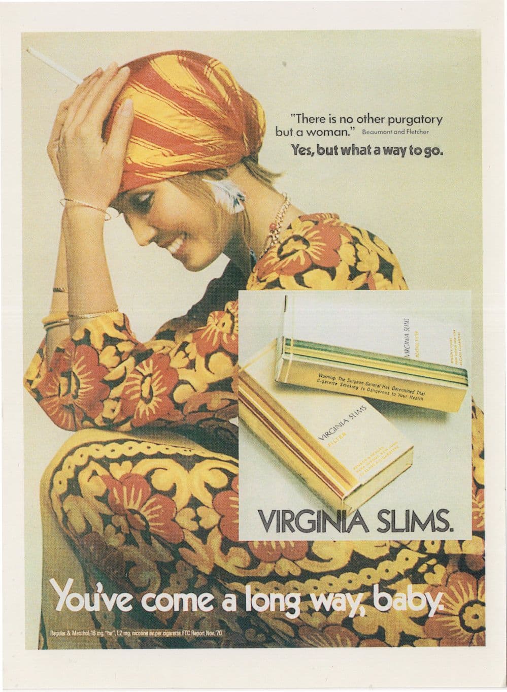 Virginia Slims 1970s Cigarette Women Smoking Advertising Postcard