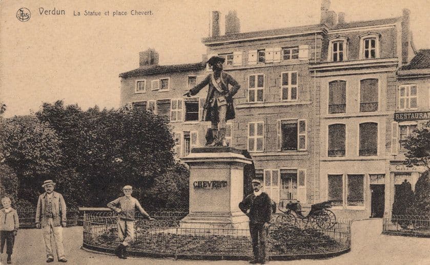 Visitors Huge Bicycle at Verdun General Chevert Statue Monument French Postcard