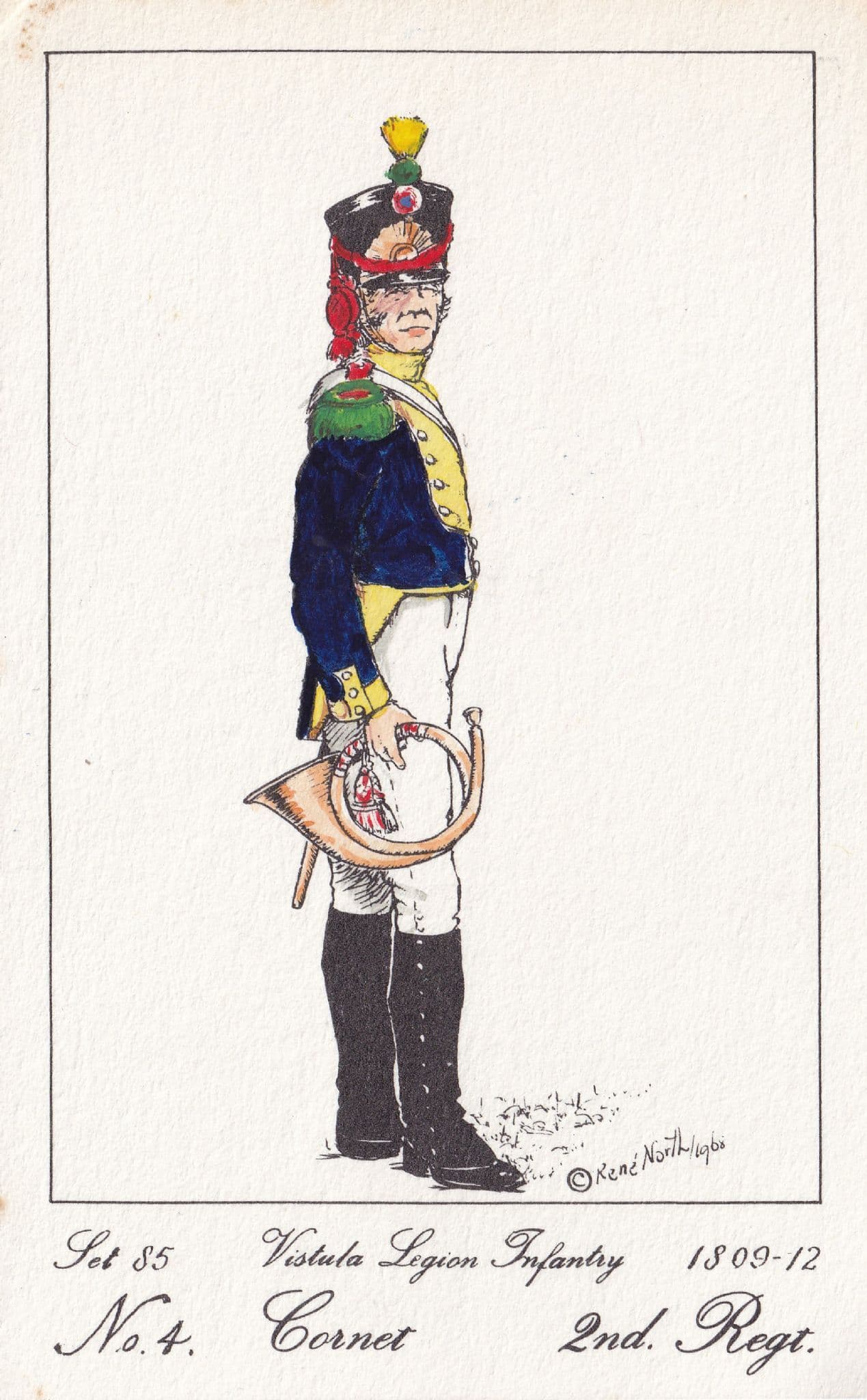 Vistula Legion Infantry Polish Cornet Soldier Napoleonic War Uniform Postcard