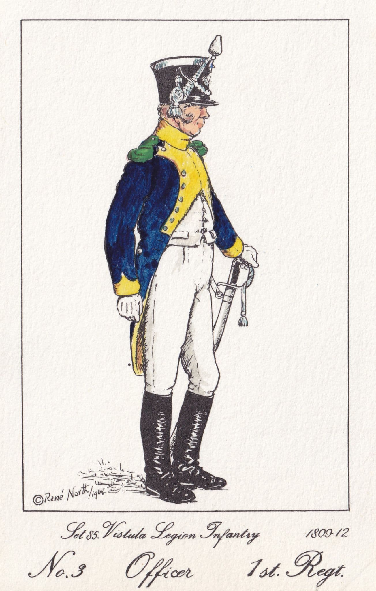 Vistula Legion Infantry Polish Officer 1st Regiment Soldier Napoleonic War Postcard