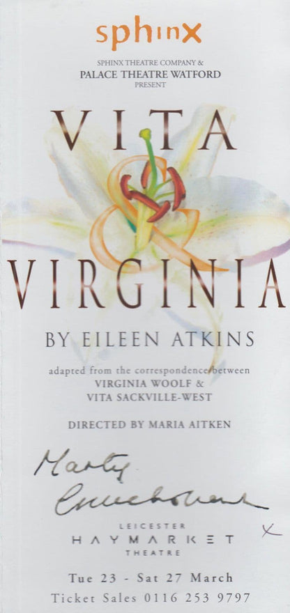 Vita & Virginia Marty Cruickshank Ghosts Eileen Atkins Hand Signed Theatre Flyer