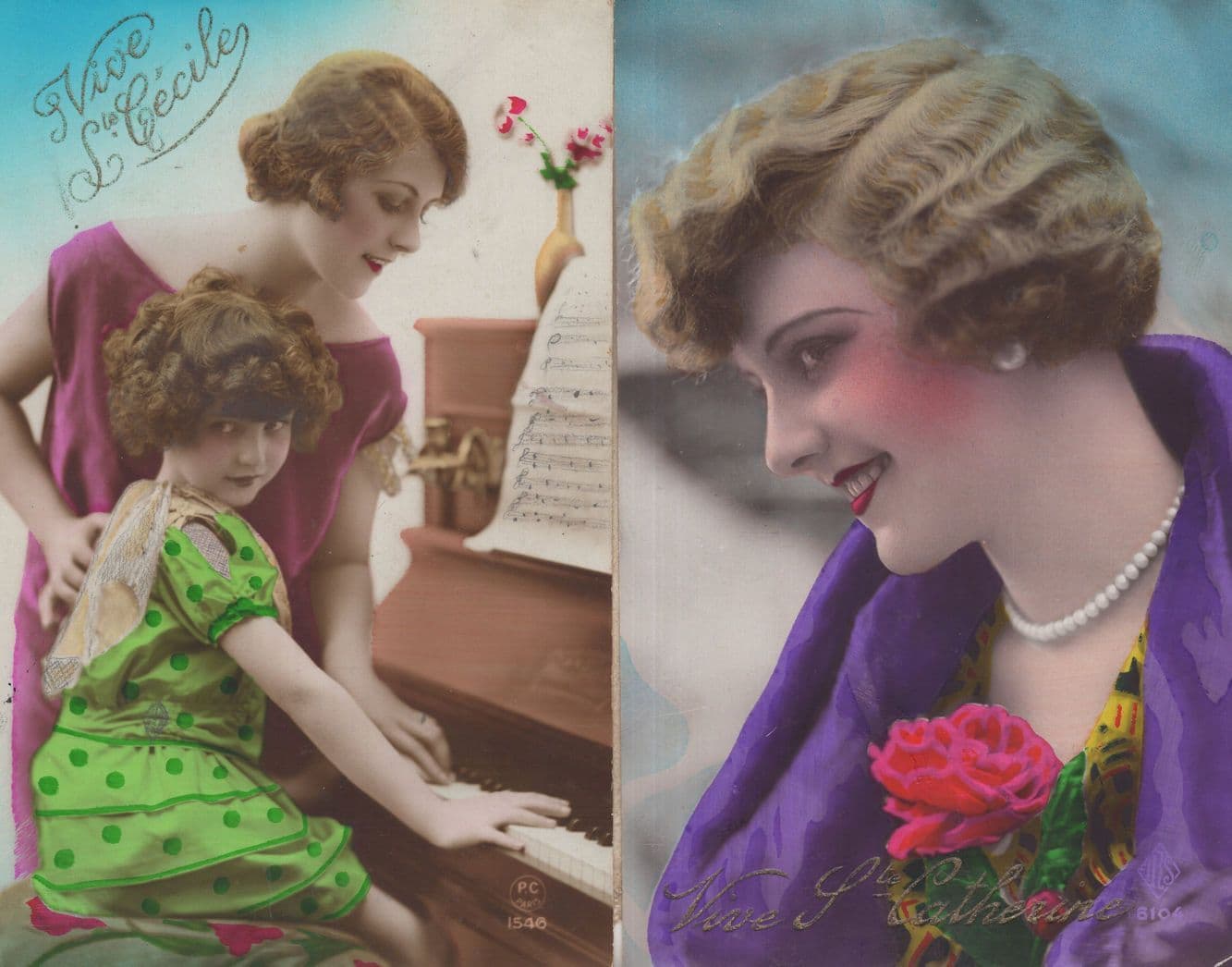 Vive St Cecile Catherine French Piano Mother Glamour Teacher Postcard