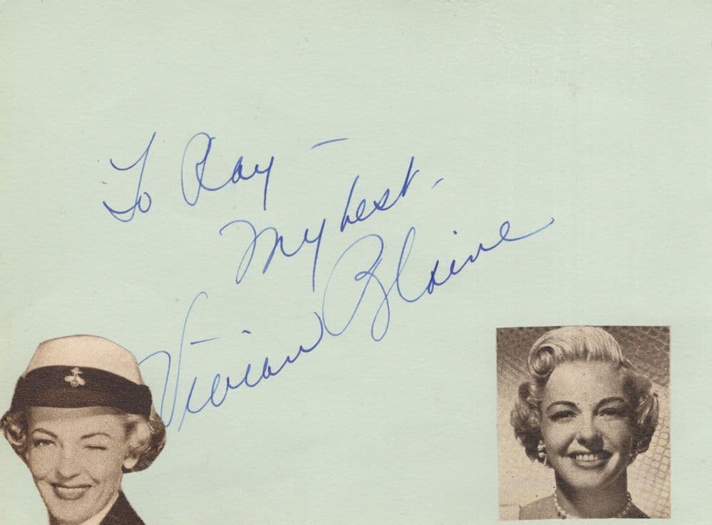 Vivian Blaine Leslie Caron Hollywood 1950s Actress 2x Hand Signed Autograph s