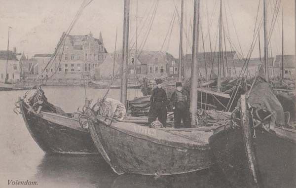 Volendam Fishing Boat Vintage Fishermen Dutch Postcard