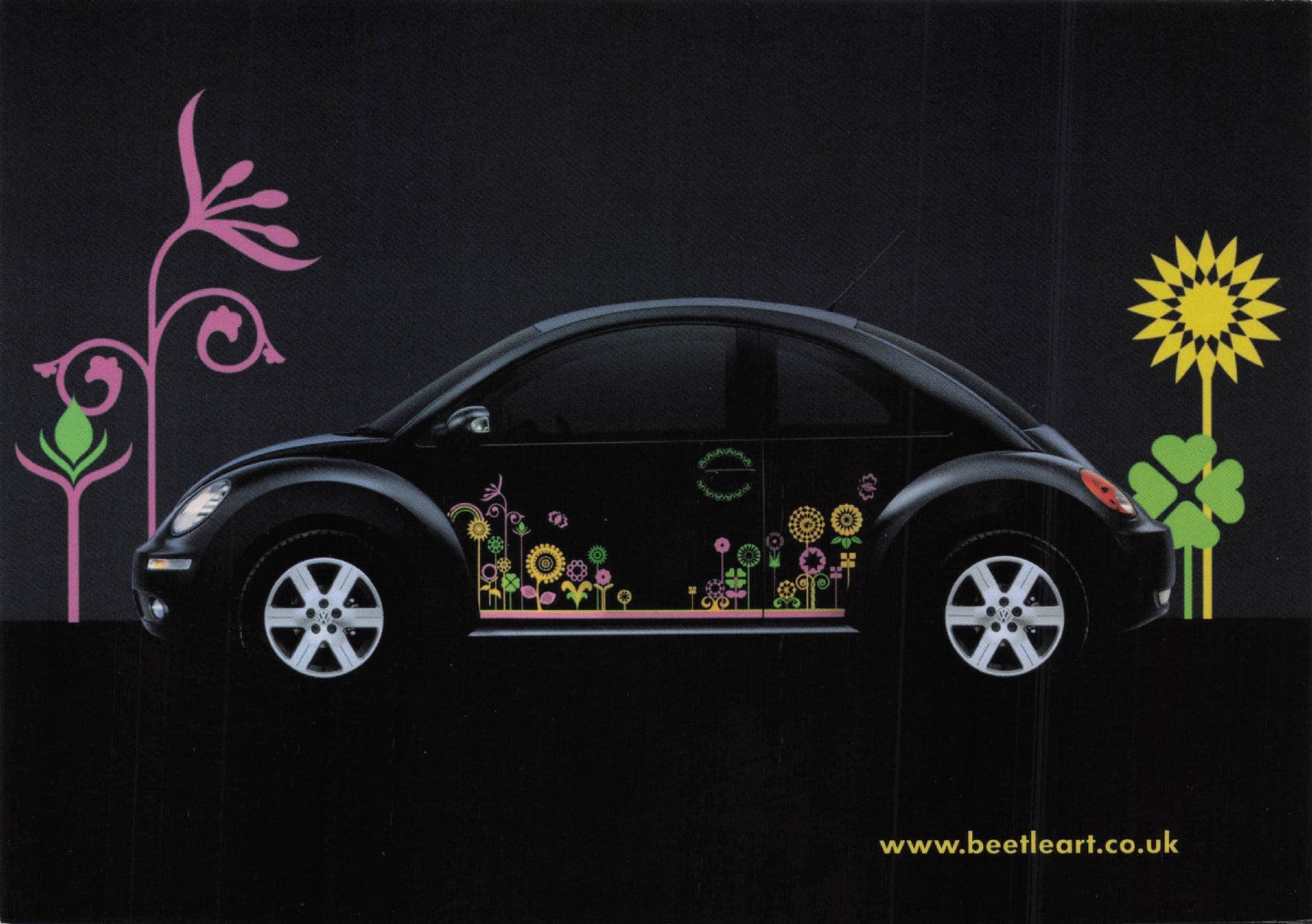 Volkswagen Beetle Car Our New Floral Look Advertising Postcard
