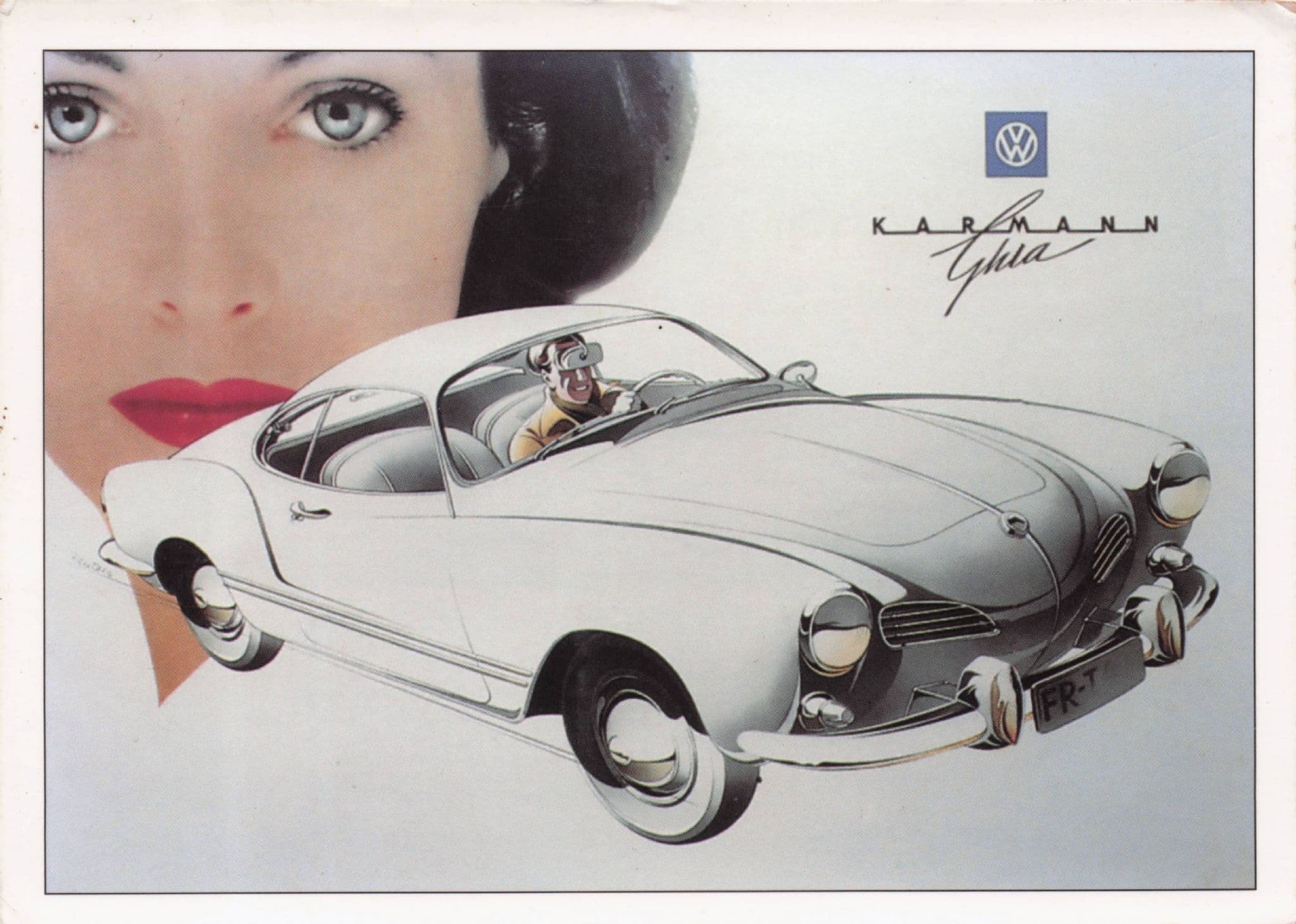 Volkswagen Car Sexy Ghia Model Advertising Painting Postcard