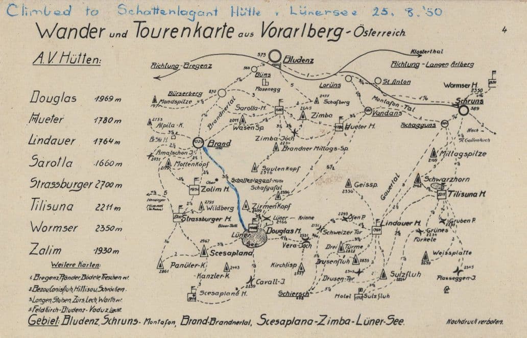 Voralberg Map Austria Old 1950s Postcard