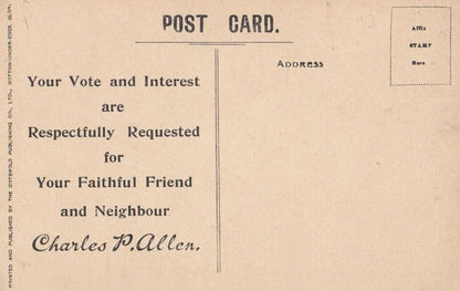 Vote For Charles Allen Stroud Gloucester Edwardian Politics Rugby Old Postcard