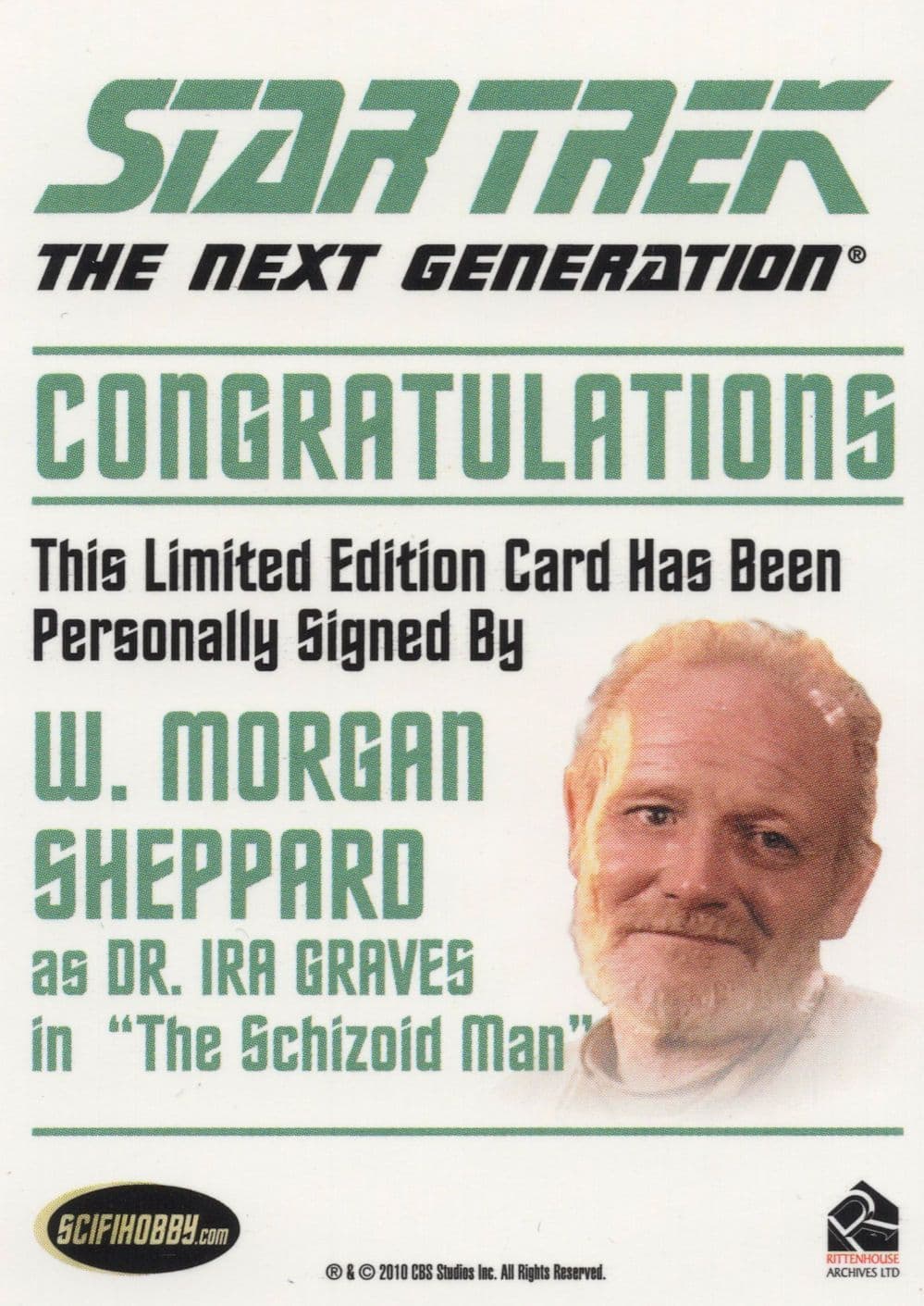 W. Morgan Sheppard as Dr Graves Star Trek Hand Signed Autograph Card