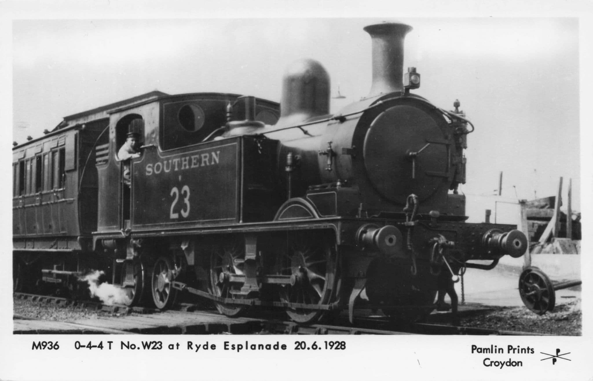W23 Train At Ryde Esplanade in 1928 Pamlin Prints Railway RPC Postcard