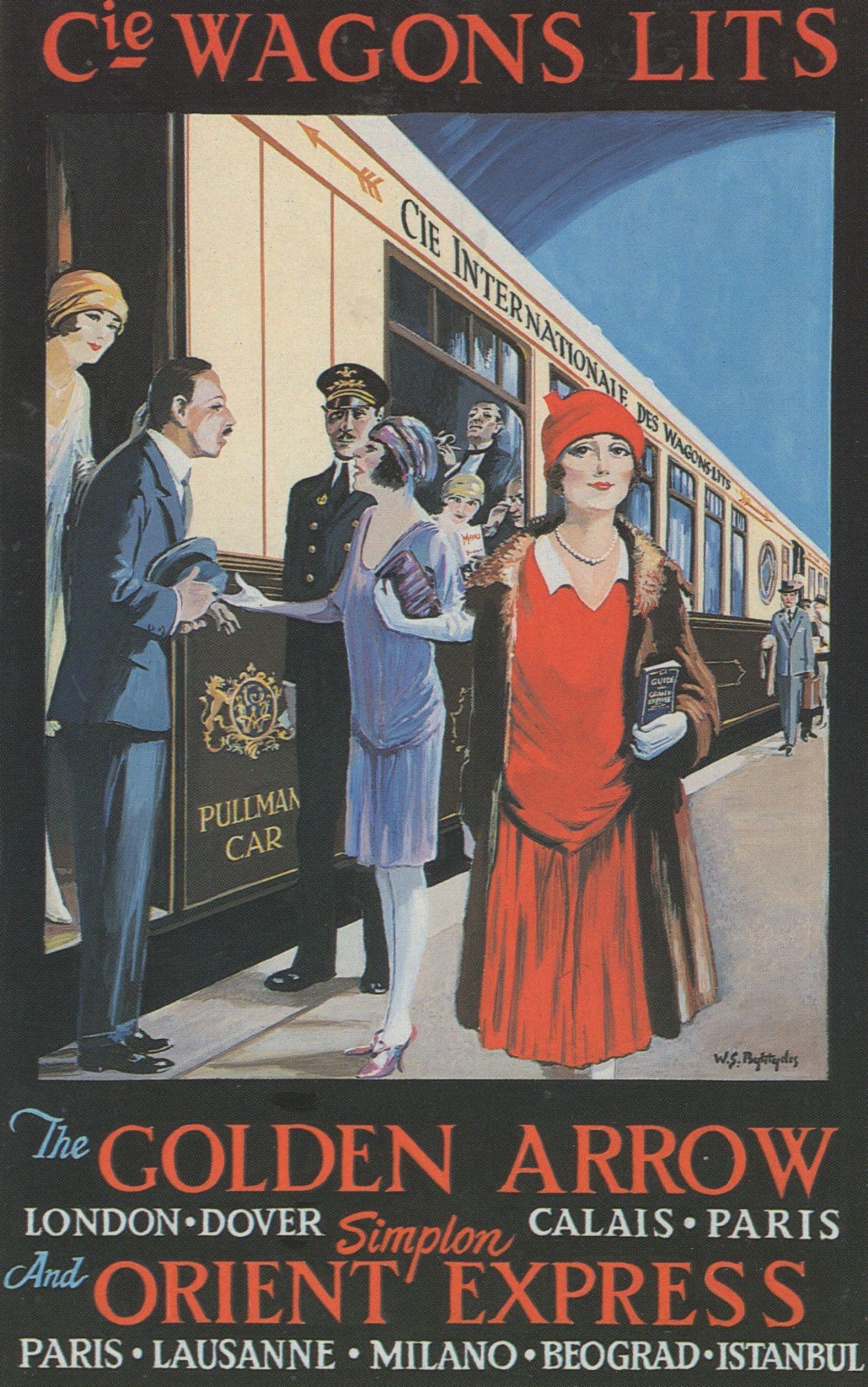 Wagons Lits Golden Arrow Train London Dover Station Advertising Postcard