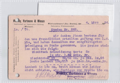 Walim Wustewaltersdorf Polish Textile Company German Old Postcard