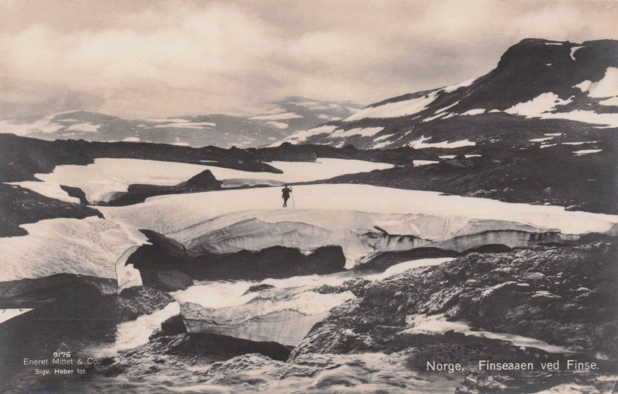 Walking In Ice at Finseaaen Ved Finse Norway Antique Postcard