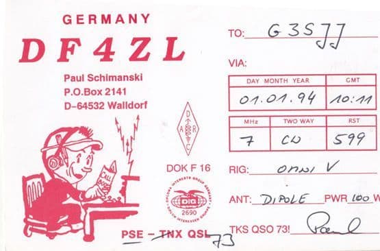 Walldorf German Amateur Radio Station QSL Postcard