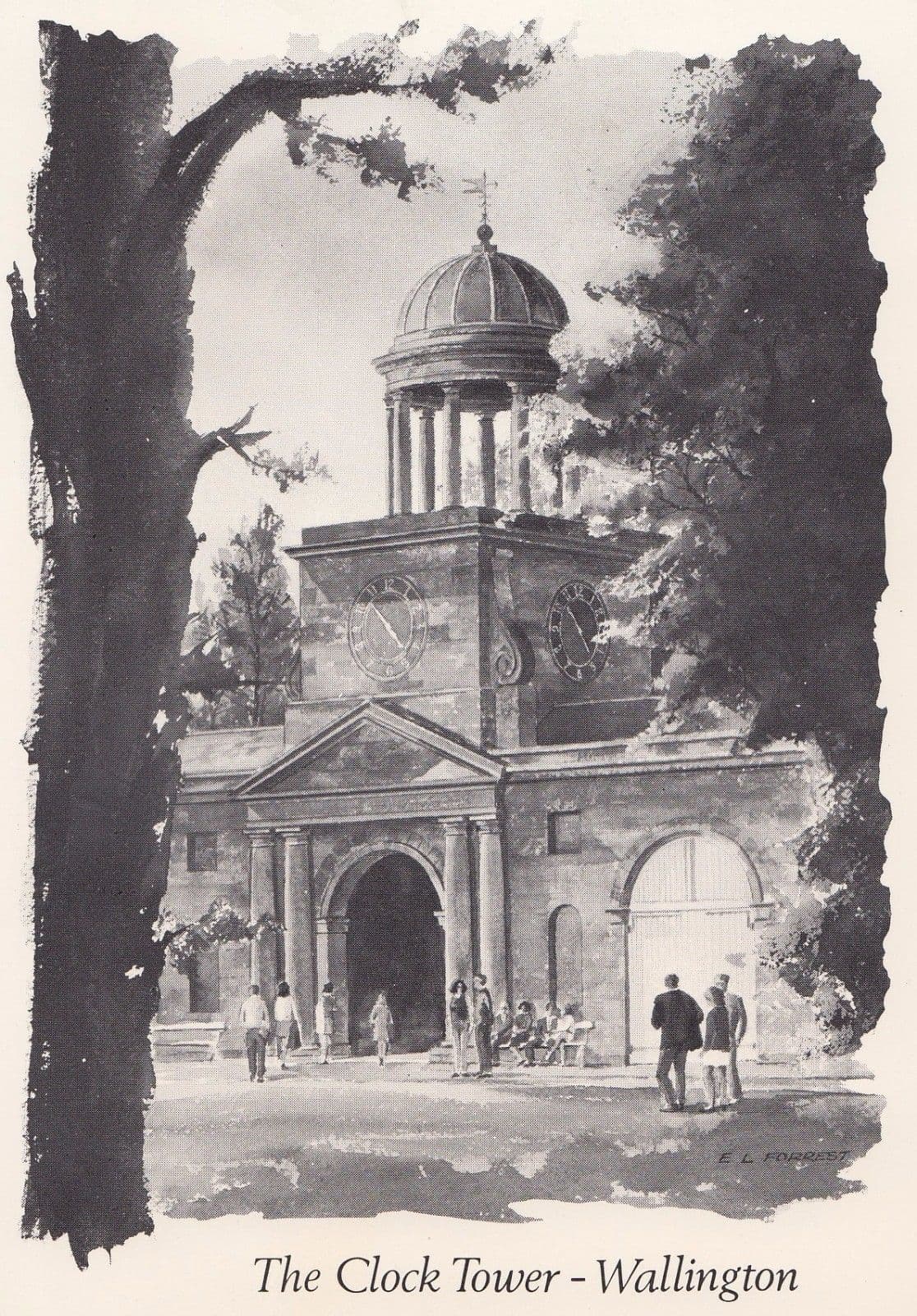 Wallington Clock Tower Artist Painting Postcard