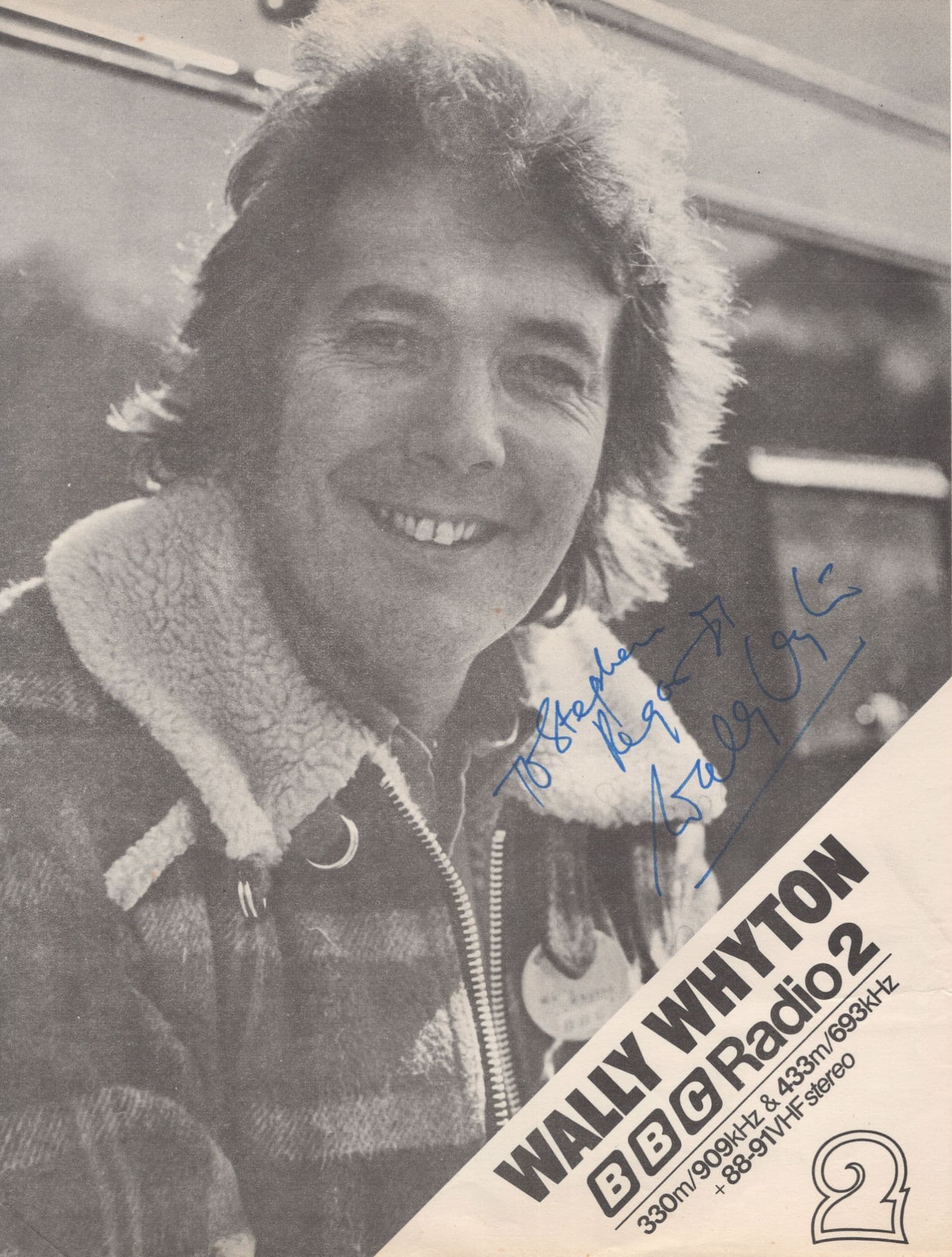 Wally Whytton Vintage BBC Radio 2 DJ Large Signed Picture Autograph