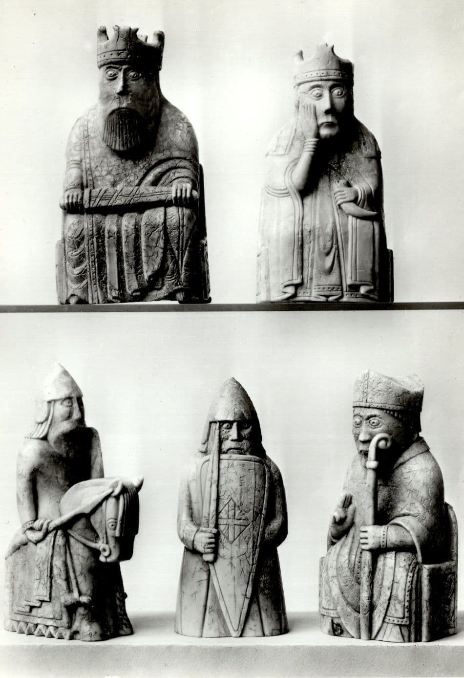 Walrus Ivory Chessmen Chess Pieces Isle Of Lewis Real Photo Postcard