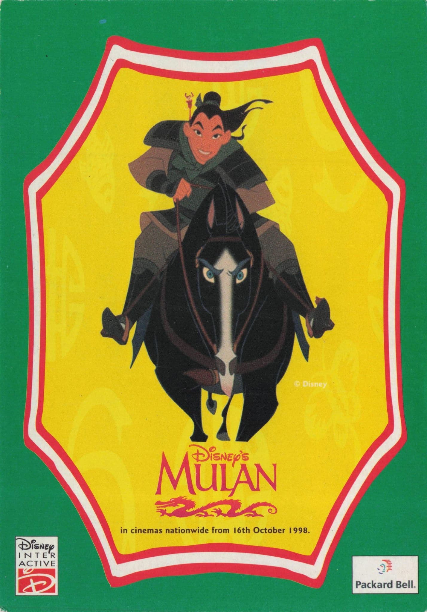 Walt Disney's Mulan Film Interactive CDs Advertising Postcard