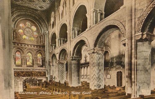 Waltham Abbey Church Interior Nave East  Postcard