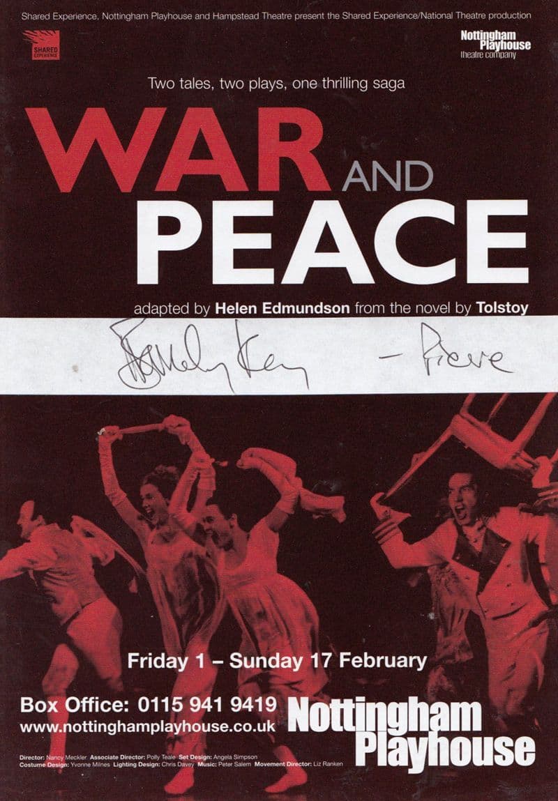 War & Peace Nottingham Playhouse WW2 Play Hand Signed Theatre Flyer