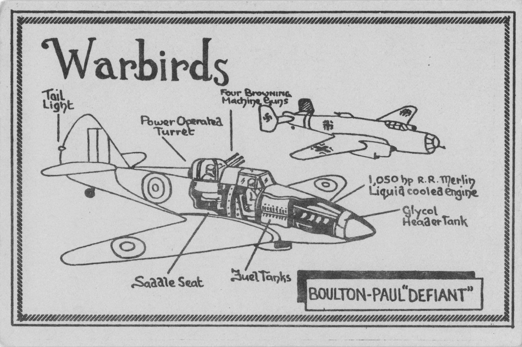 Warbirds Boulton Paul Defiant Military Plane Rare Ltd 100 Postcard