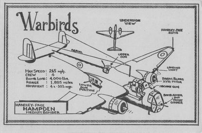 Warbirds Handley Page Hampden Bomber Military Plane Rare Ltd 100 Postcard