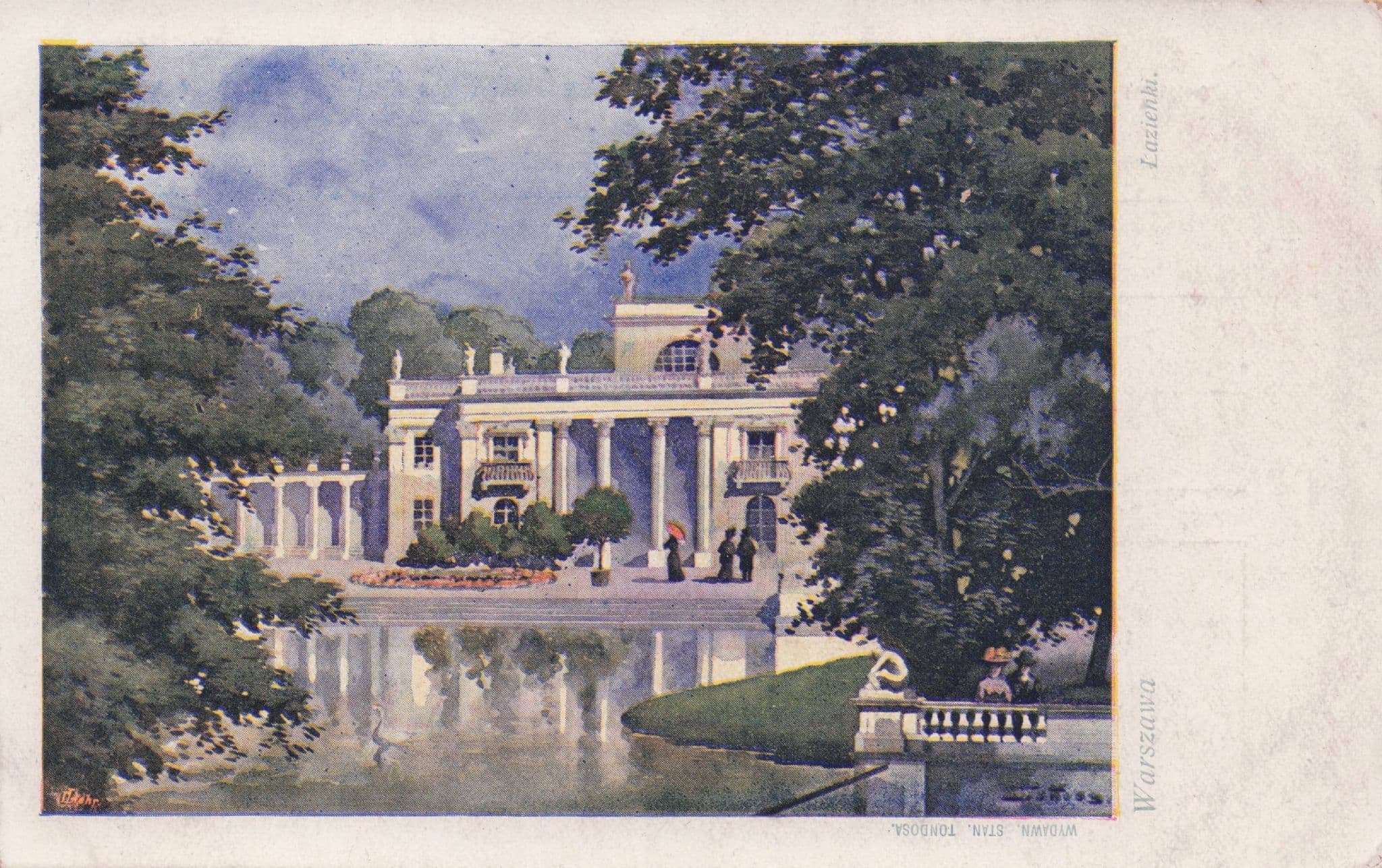 Warszawa Royal Baths Park Lazienki Russian Old Painting Postcard