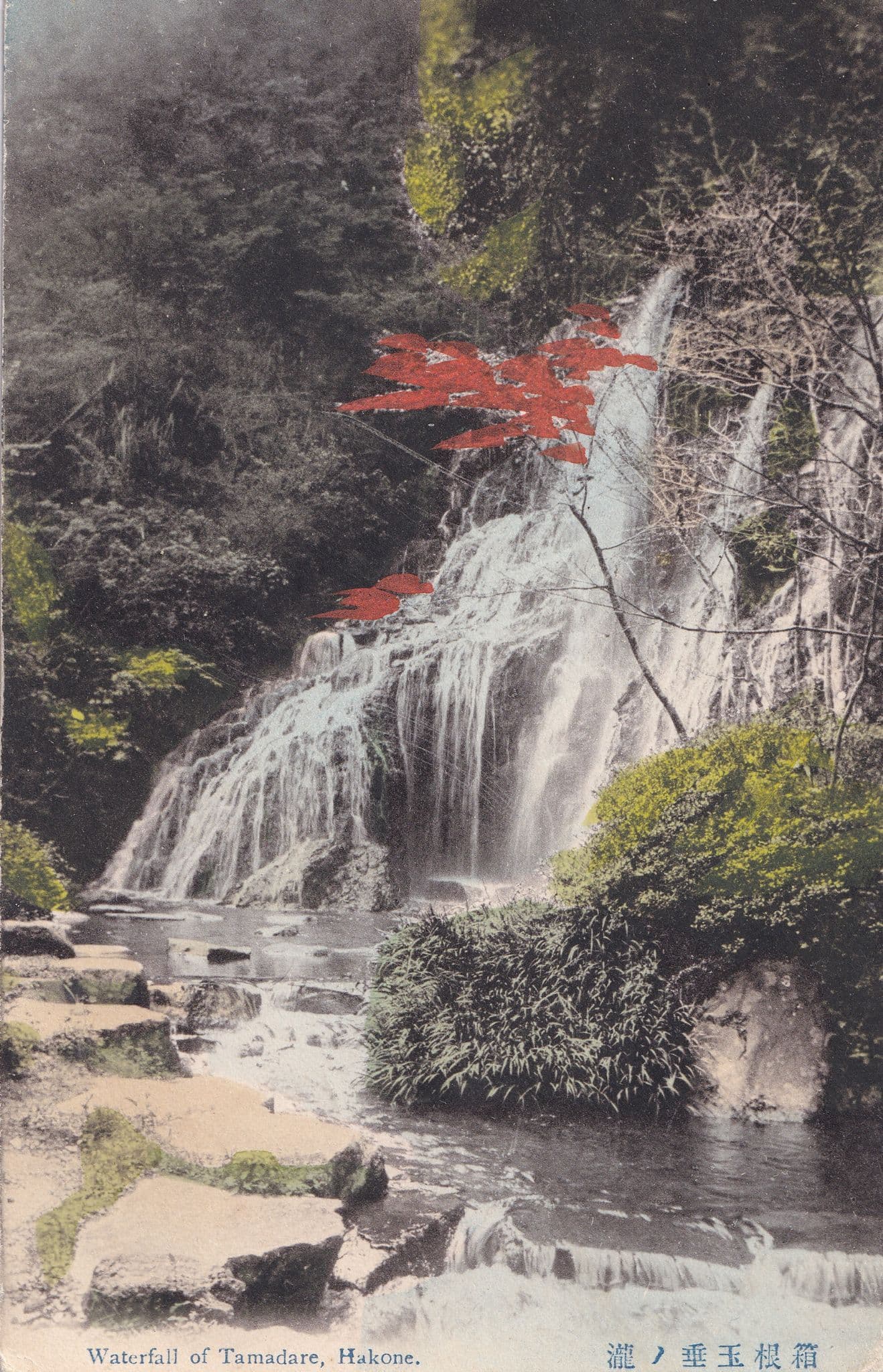 Waterfall Of Tamadare Japan Hakone Japanese Old Postcard