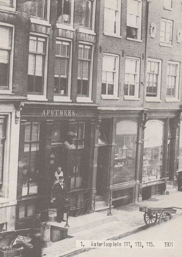 Waterlooplein Apotheer Shop 111 113 115 in 1901 Postcard
