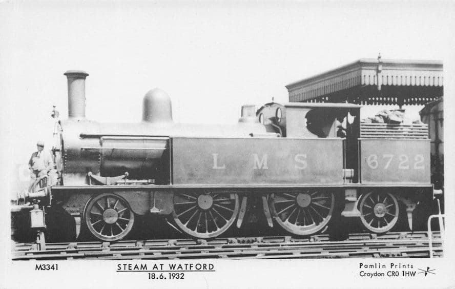 Watford Station Old LMS Train in 1932 Pamlin Prints Railway RPC Postcard