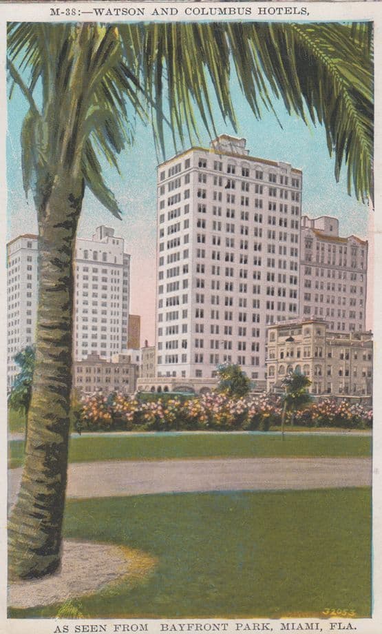 Watson & Columbus Hotels Miami Hotel Vintage American Postcard