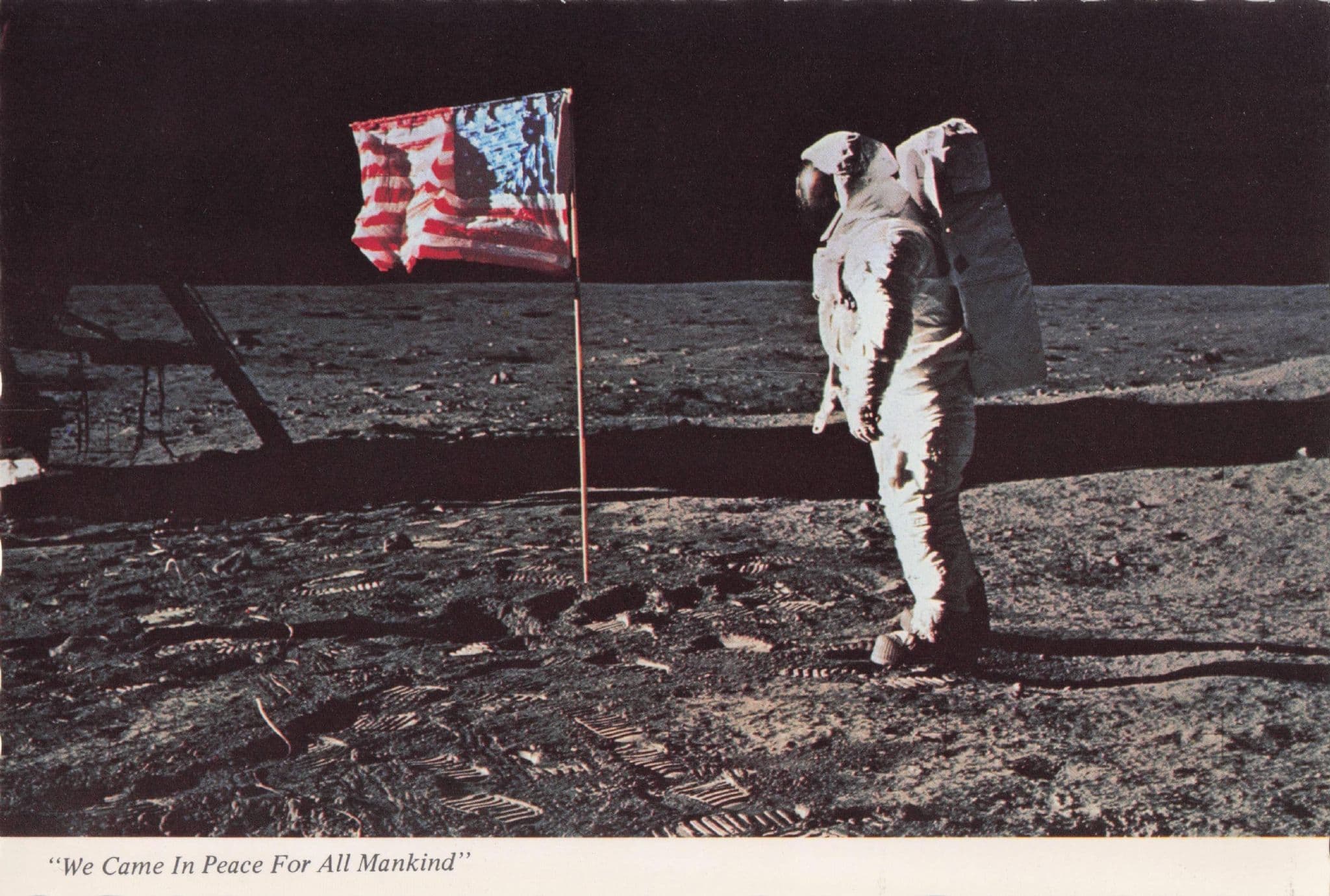 We Come In Peace Moon Landing Space Travel Vintage Postcard