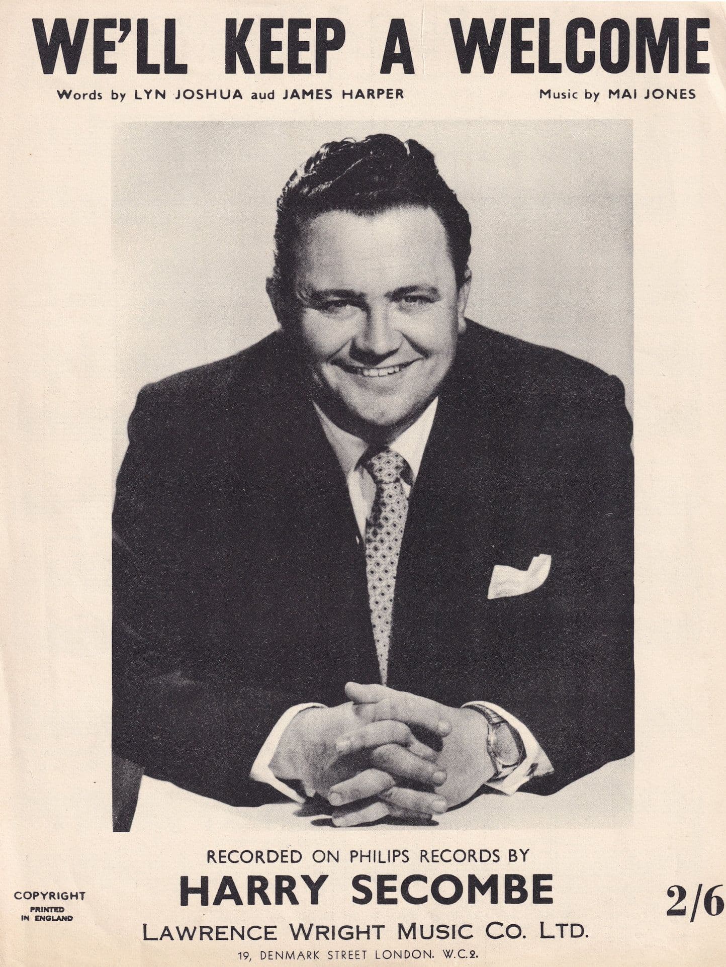 We'll Keep A Welcome Harry Secombe 1960s Sheet Music