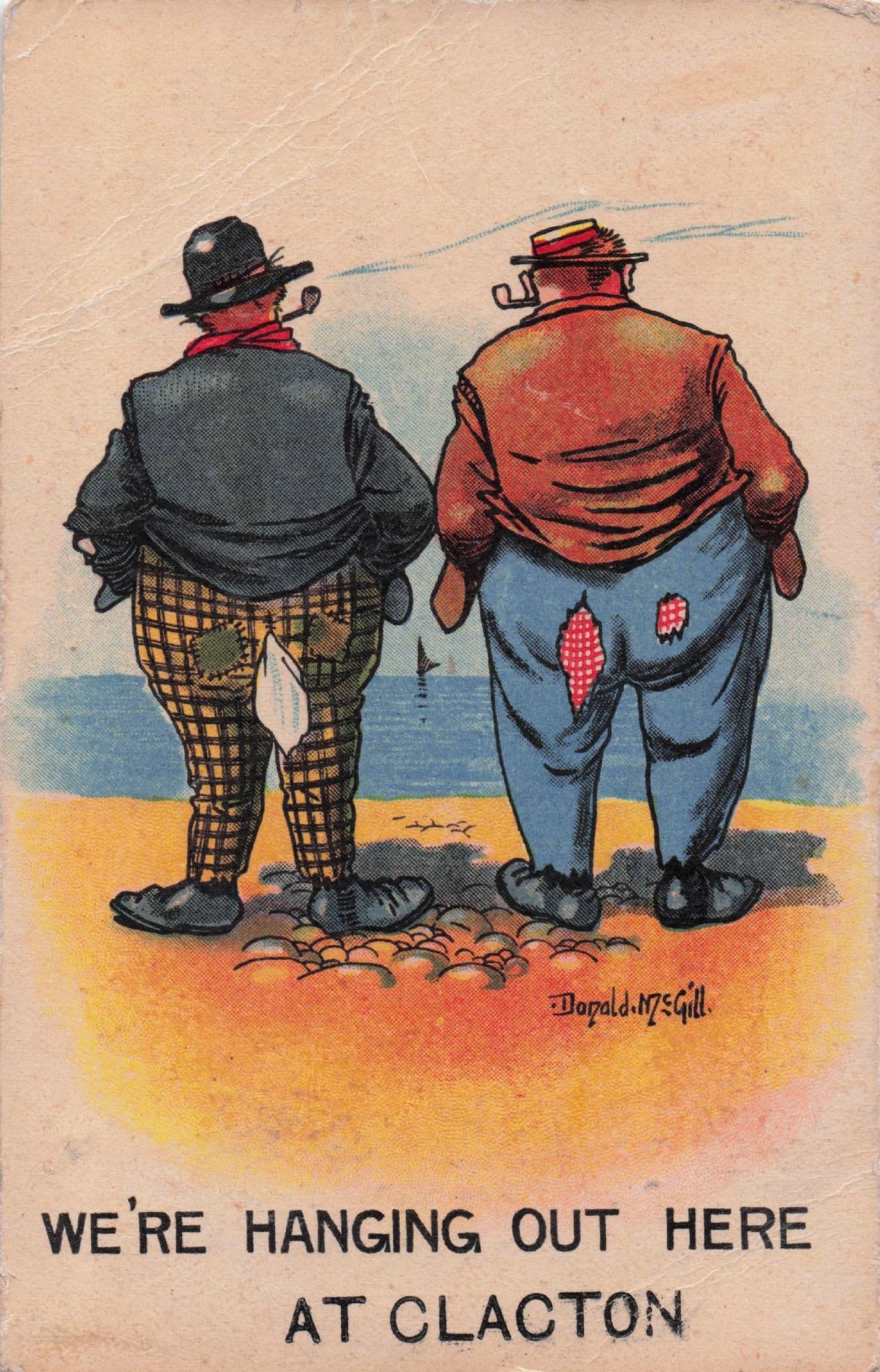 We're Hanging Out At Clacton On Sea Old Comic Postcard Please Read