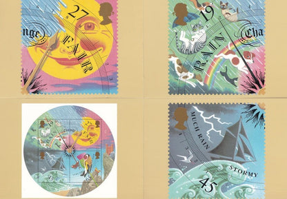 Weather Clock Rare Royal Mail 5x Postcard Set