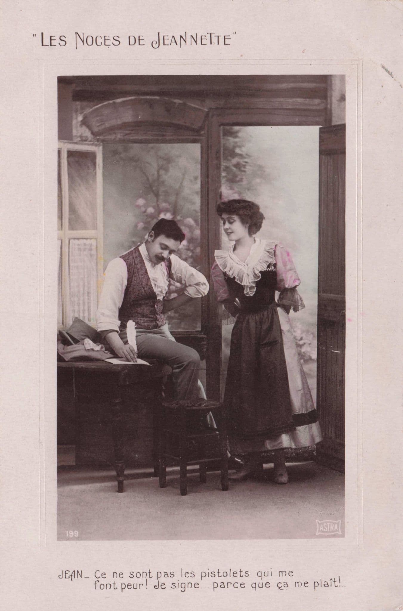 Wedding Lovers Les Noces De Jeanette France Secret Code Old Postcard