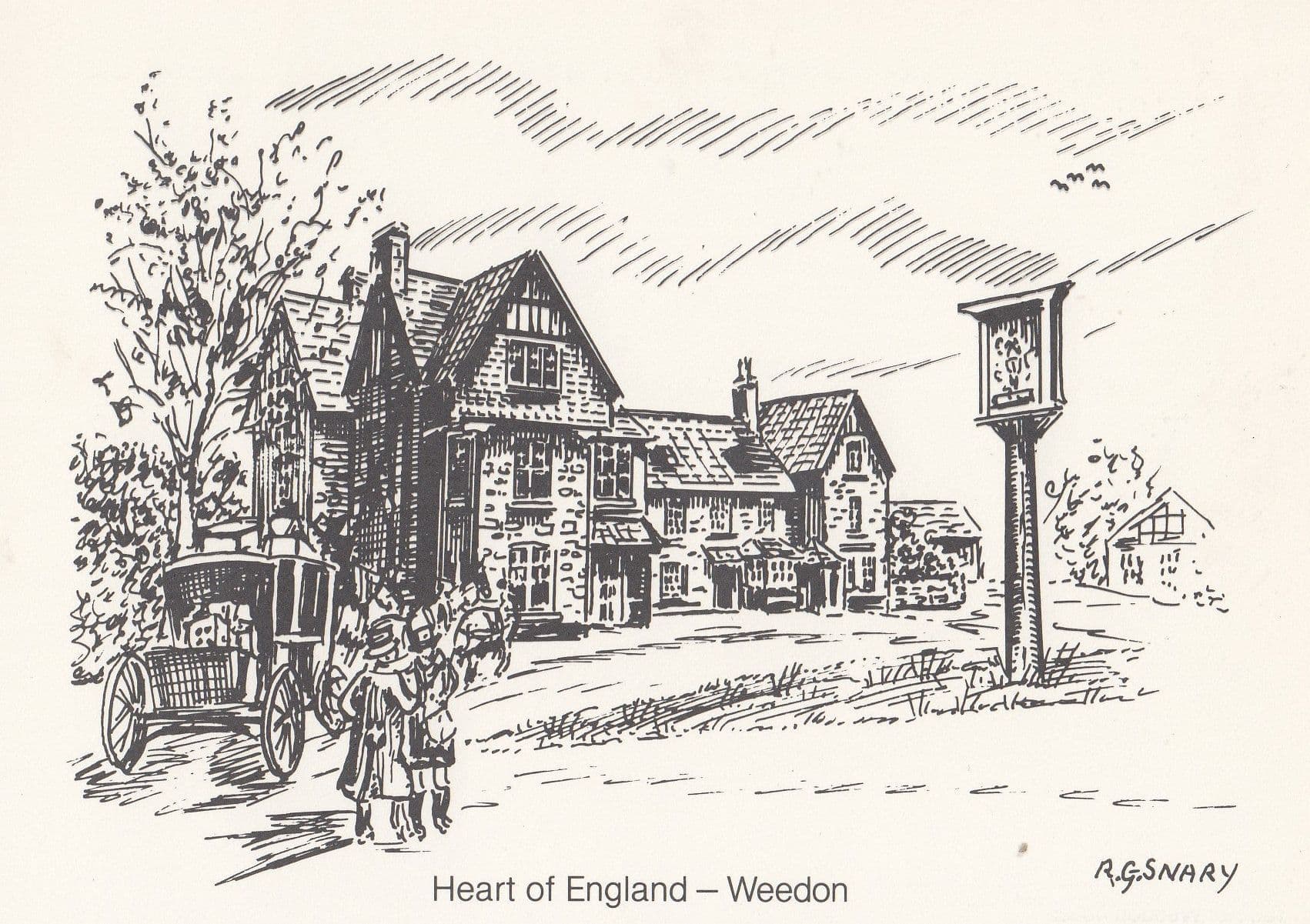 Weedon Heart of England Postal Service Artist Pub Northampton Postcard