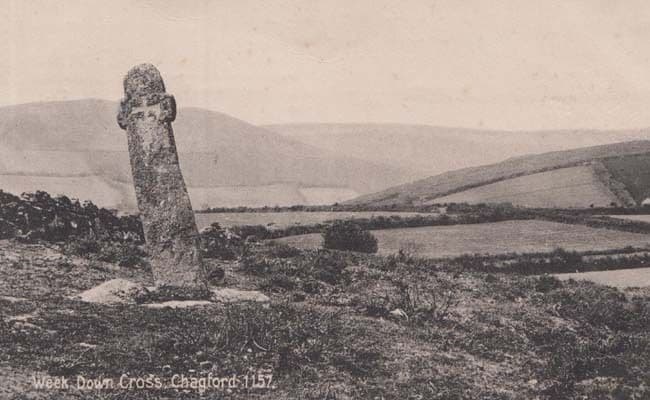 Week Down Cross Chagford 1916 WW1 Wartime View Antique Postcard