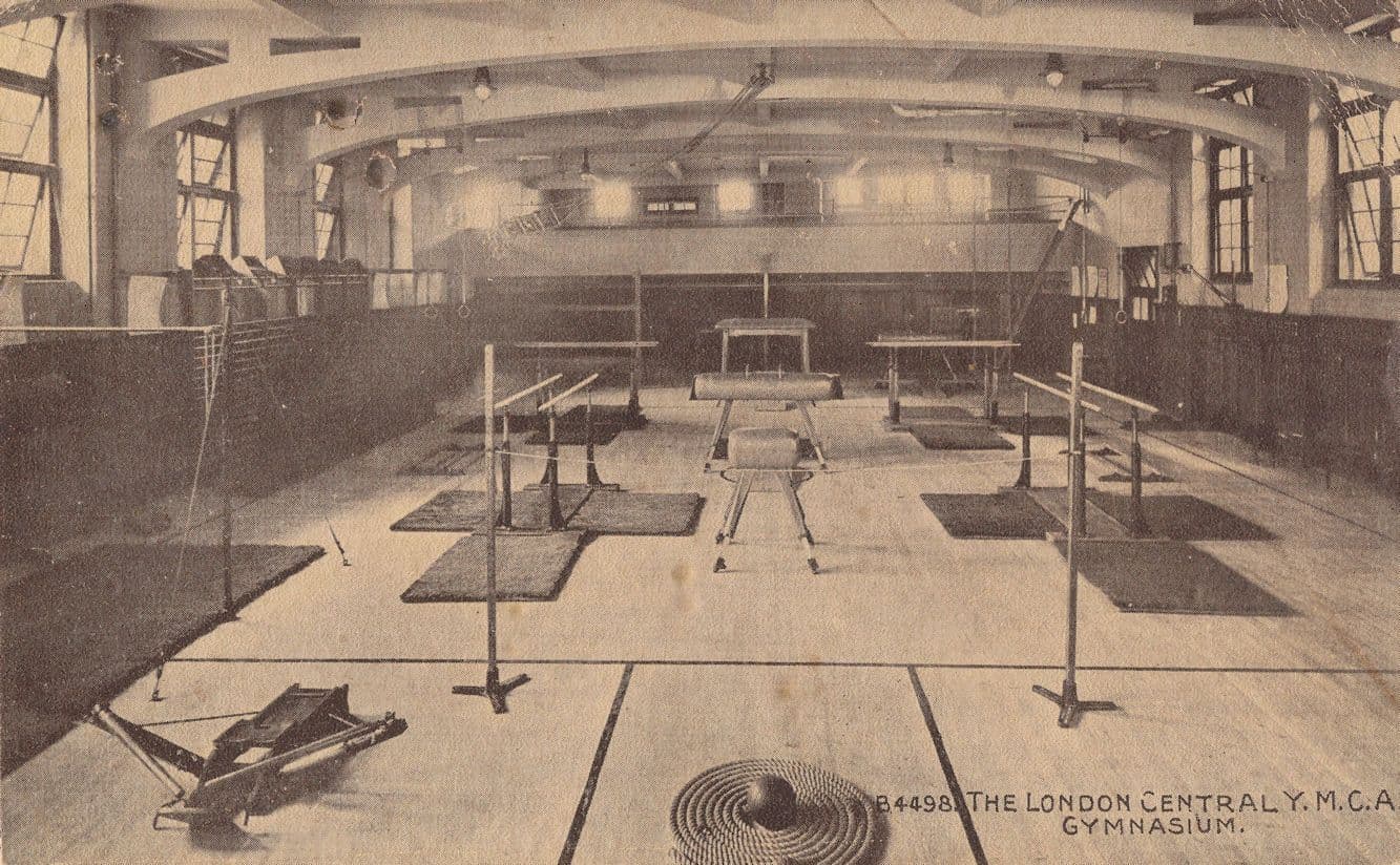Weight Lifting at London Central YMCA Gymnasium Old Postcard