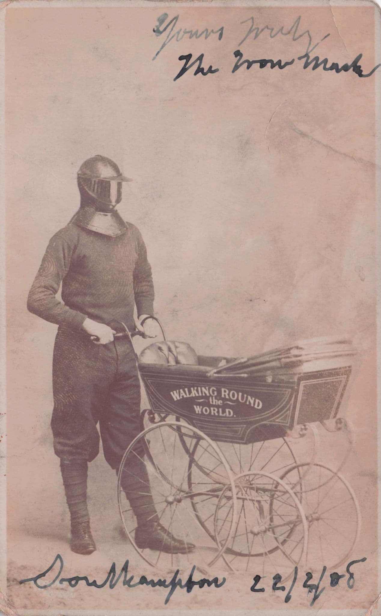 Weird Torture Mask Entertainer World Walk Old Southampton Postcard