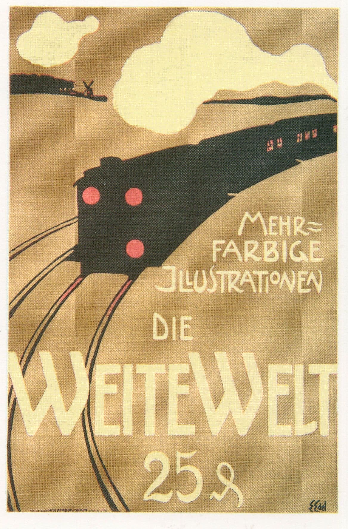 WeiteWelt Merh Farbige Illustrationen German Train Advertising Postcard