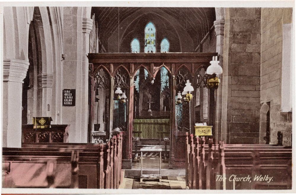 Welby Lincolnshire Church Interior Old Postcard