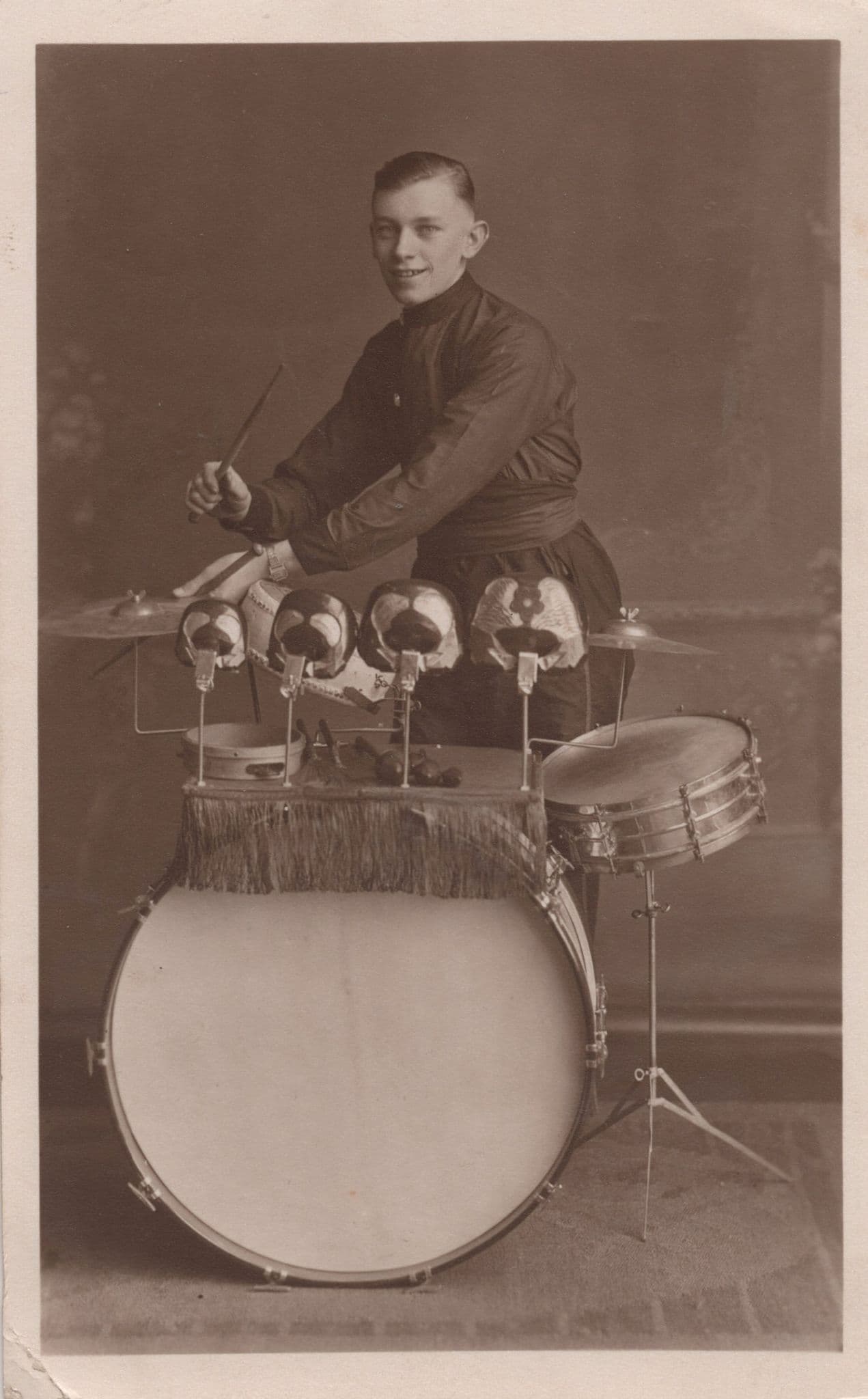 Welsh Military Drummer Army Antique Port Talbot Postcard