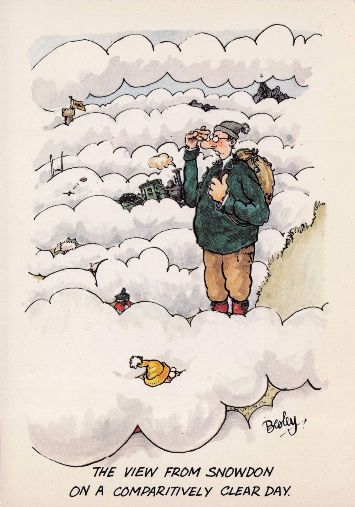Welsh Tourist Camping Snowdon Weather Disaster Wales Comic Postcard