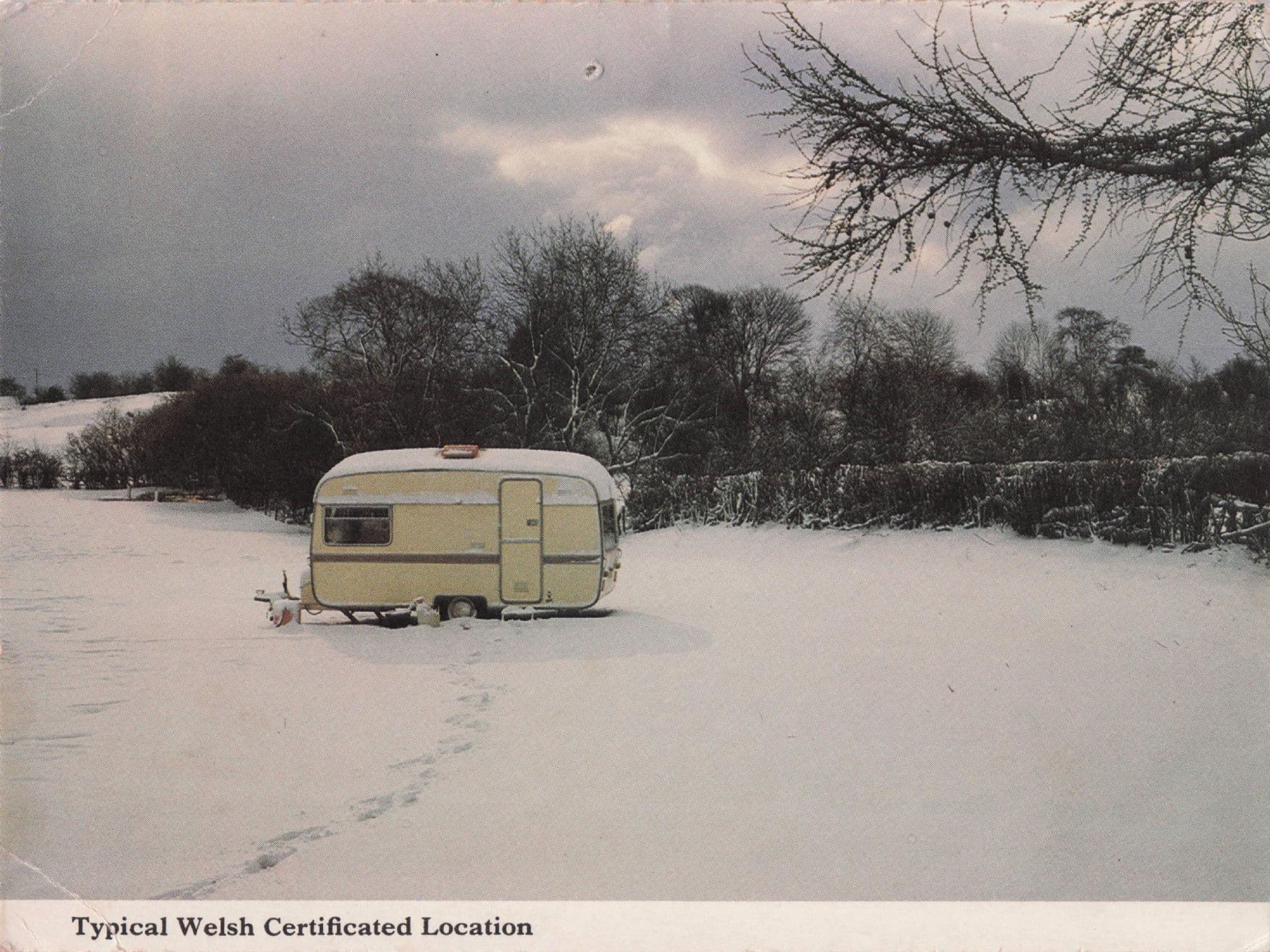 Welsh Vintage 1980s Caravan In Disaster Snow Postcard Please Read