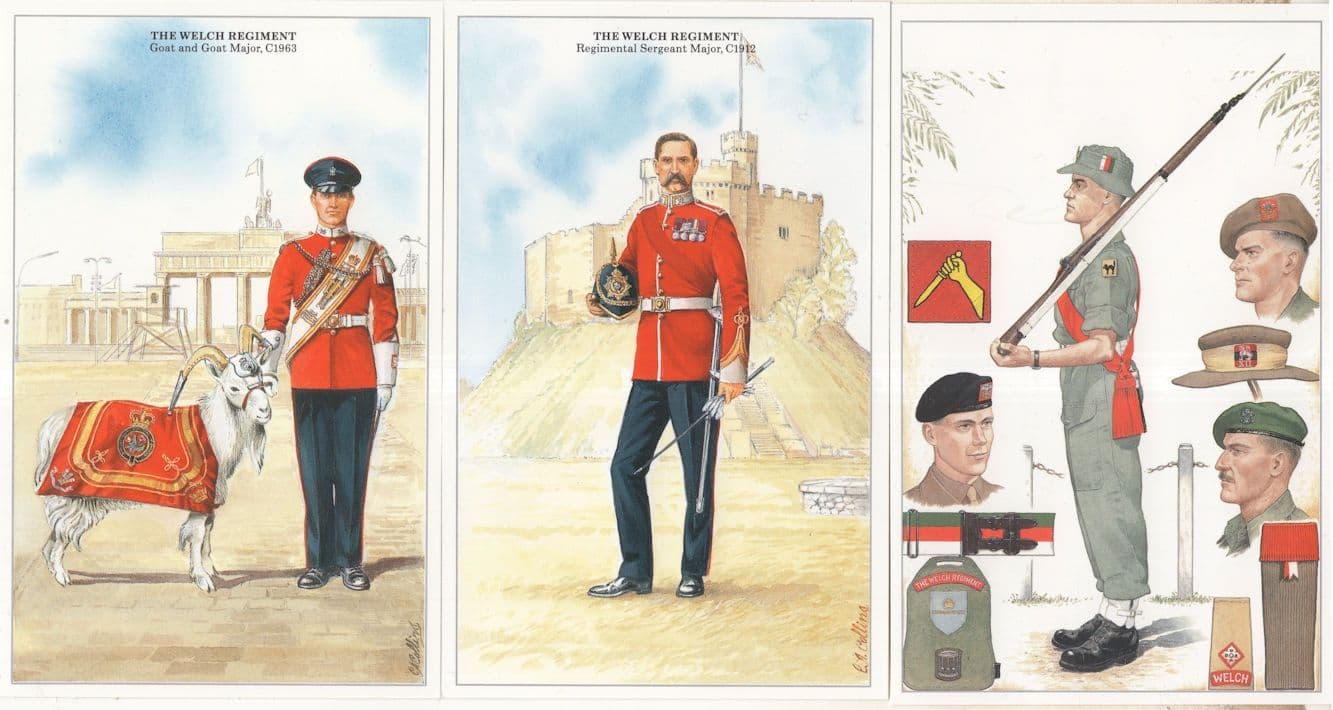 Welsh Welch Military Regiment Army Cardiff Castle 3x Postcard s