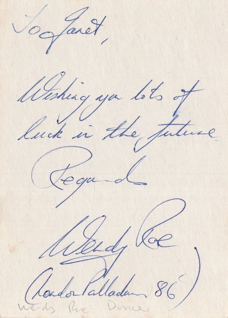 Wendy Roe La Cage Aux Follies London Palladium Hand Signed Autograph