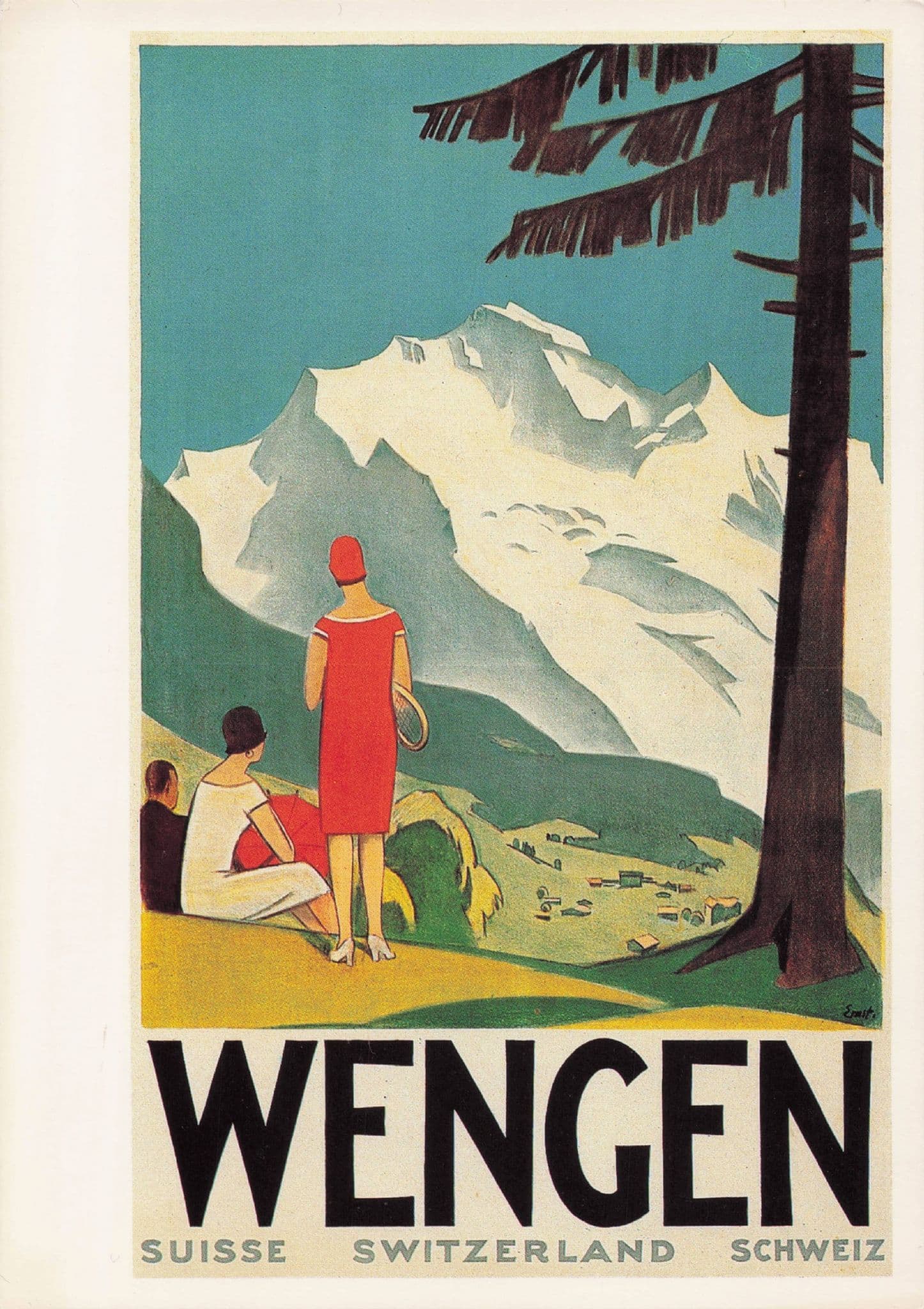 Wengen Switzerland Swiss Travel Advertising Poster Postcard