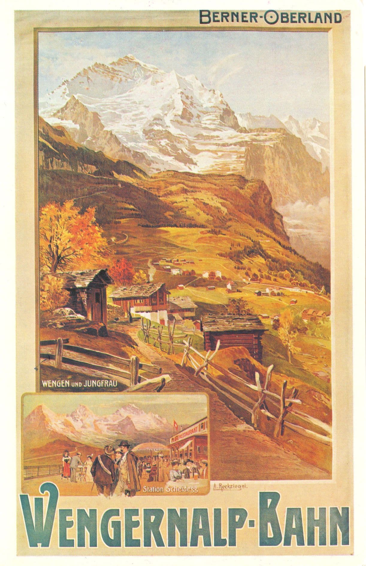 Wengernalp Bahn Railway 1895 Switzerland Poster Postcard
