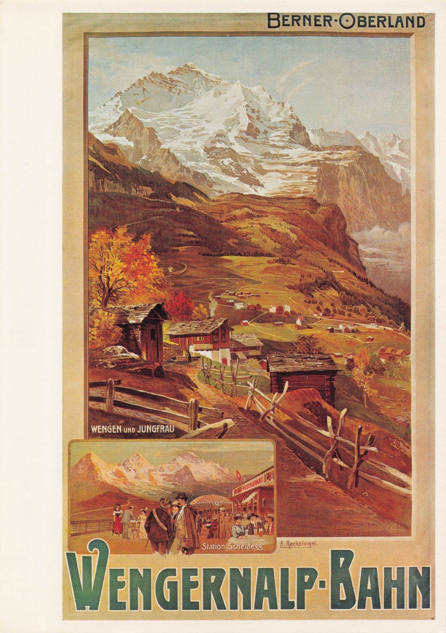 Wengernalp Switzerland 1925 Swiss Travel Advertising Poster Postcard